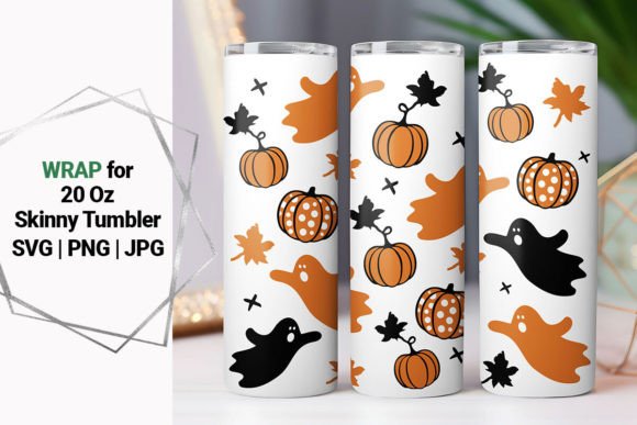 20oz Tumbler Ghost, Pumpkin Wrap Graphics for Crafts