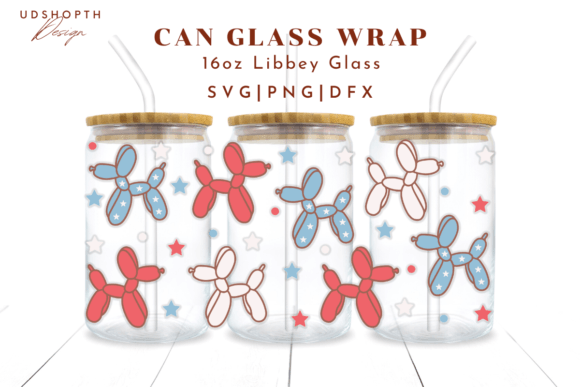 Balloon Dog Fourth of July Can Glass SVG Graphics