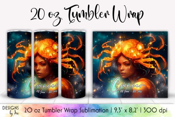 Cancer Zodiac Graphics for Tumbler Wraps