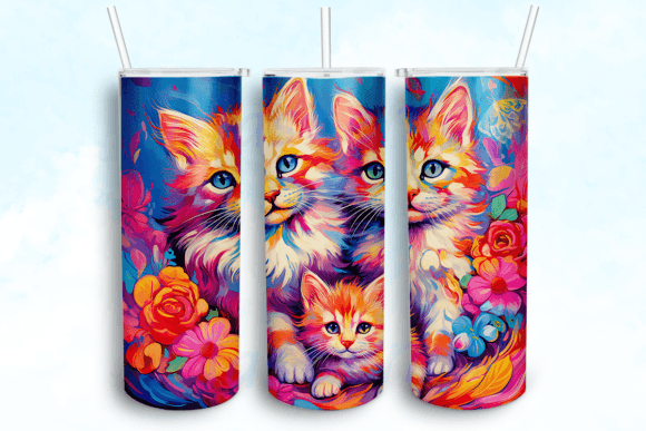 Cute Adorable Kittens Cartoon Tumbler Graphics for Crafts