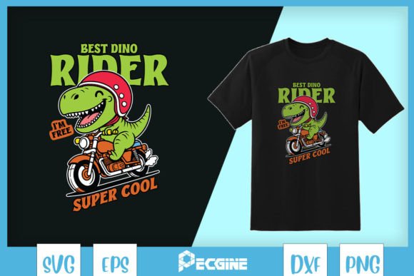 Dino Riding Motorbike Super Cool SVG for Crafts & Graphics