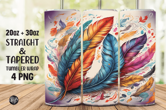 Feather Skinny Tumbler Wrap 20oz PNG Graphics