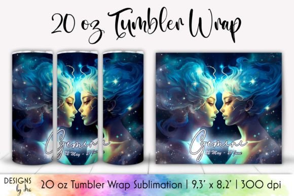 Gemini Zodiac Sign Tumbler Wrap 20 Oz Graphics