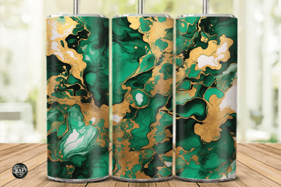 Green Gold Alcohol Ink 20oz Tumbler Wrap