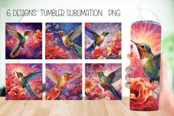 Hummingbird Tumbler Sublimation Design: Graphics & Crafts