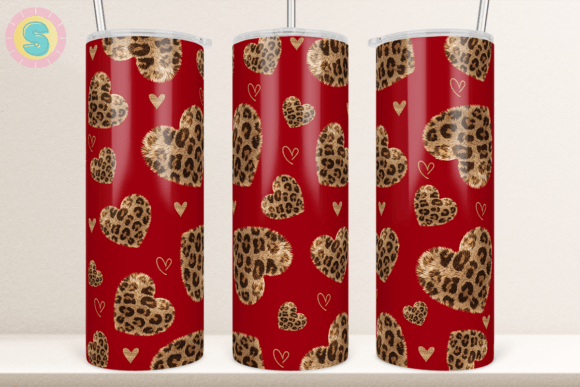 Leopard Fur Heart Valentine Tumbler Wrap: Graphics & Crafts