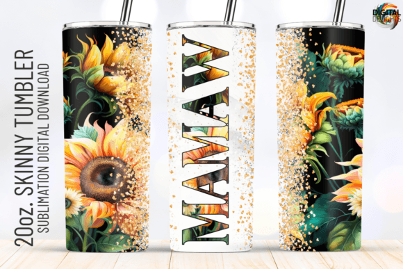 MAMAW Sunflower 20oz Tumbler Wrap: Graphics for Crafts & Local Branding
