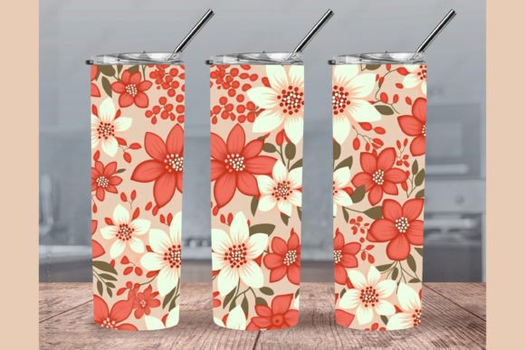 Pale Red Seamless Flower Tumbler Wrap Graphics & Crafts