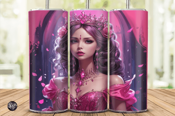 Pink Princess Tumbler Wrap 20oz Skinny Graphics