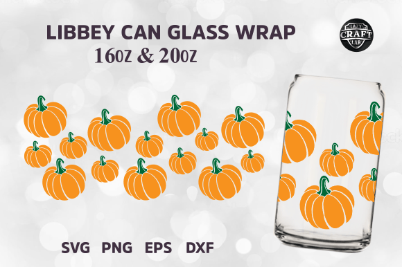 Pumpkin Libbey Can Glass SVG: Tumbler Wrap Graphics