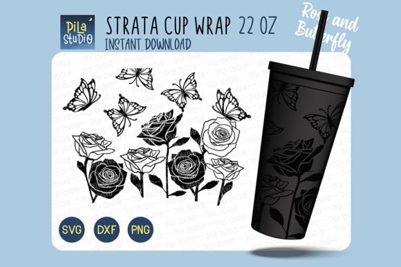 Rose and Butterfly Strata Wrap Graphics & Illustrations