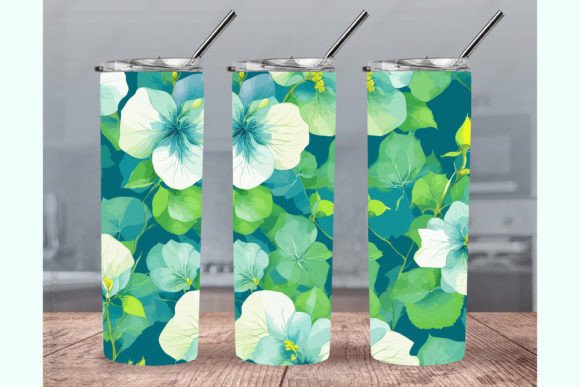 Seamless Hibiscus Green Flower Tumbler: Crafts Graphics