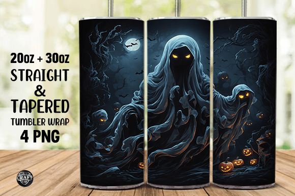 Spooky Ghost Halloween Tumbler Wraps Graphics Review