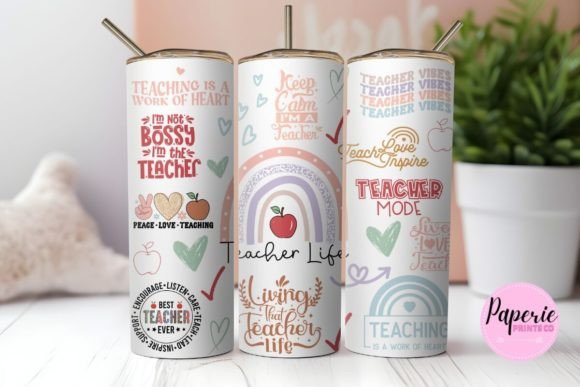 Teacher 20 Oz Skinny Tumbler Png: Tumbler Wrap Graphics