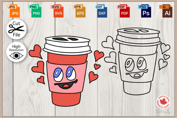 To Go Coffee Cup Color and Outline Graphics & Illustrations