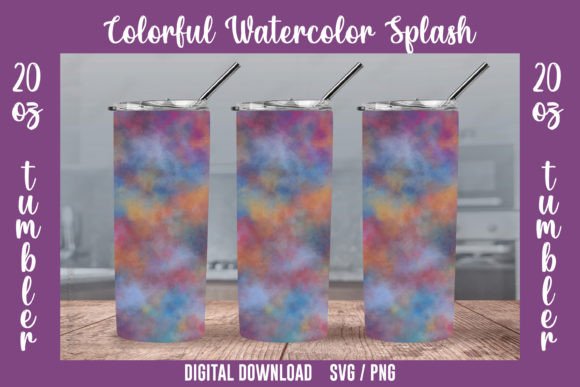 Watercolor Colorful Splash Tumbler Wrap for Crafts & Graphics