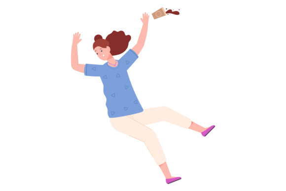 Woman Slip on Floor Graphics & Illustrations